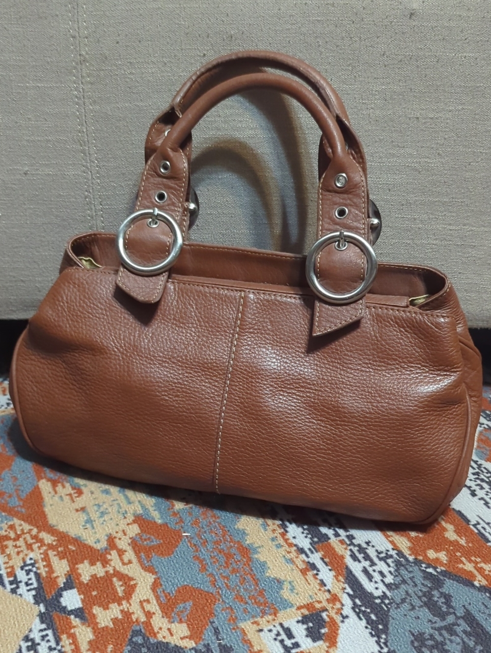 vintage Preston & York brown pebbled leather satchel bag